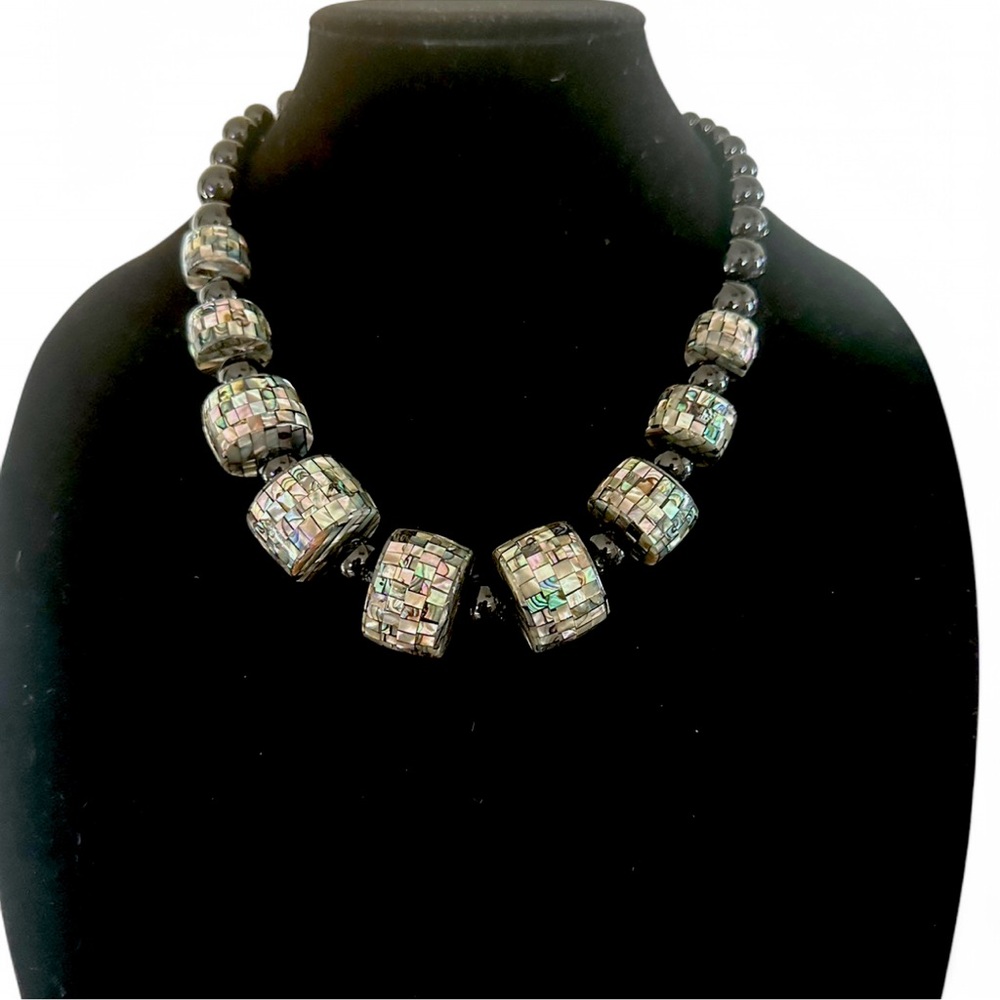 Elegant Silver and Black Beaded Necklace